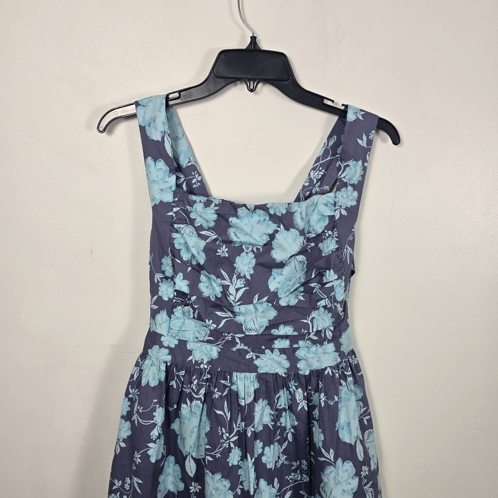 Free People Meet Me In Maui Mini Dress M Blue Floral Open Back - Picture 6 of 12